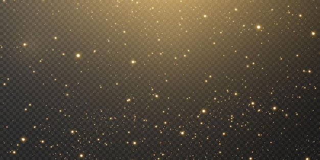 Falling golden lights. gold dust and glare. golden particles and glitter.