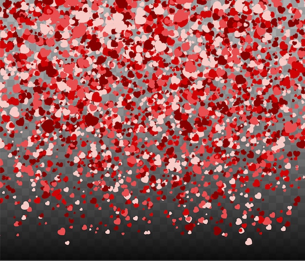 Vector falling hearts on transparent background