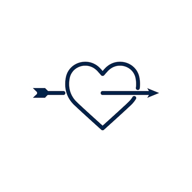 Falling in love symbool pijl en hart icoon logo illustratie