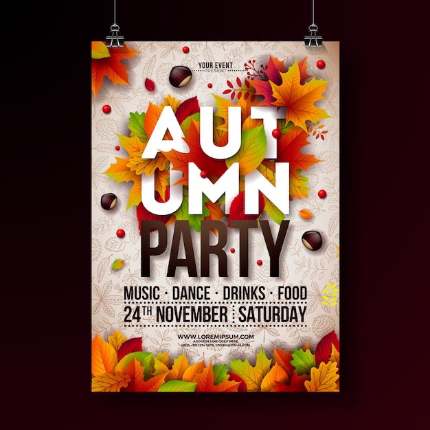 Falling leaves and typography design