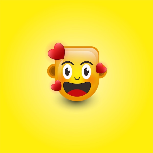 falling in love emoji isolated on a yellow background 3d illustration