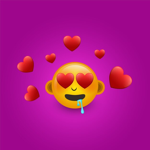 Vector falling in love emoji premium vector