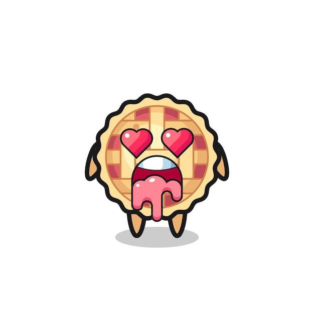 Vector the falling in love expression of a cute apple pie with heart shaped eyes