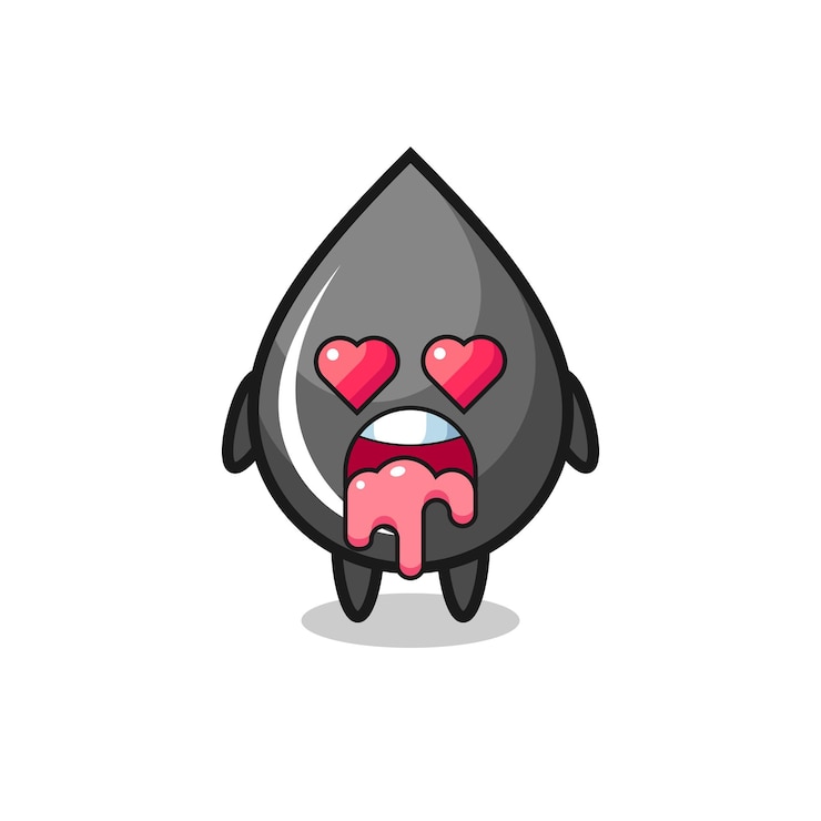 Vector the falling in love expression of a cute oil drop with heart shaped eyes