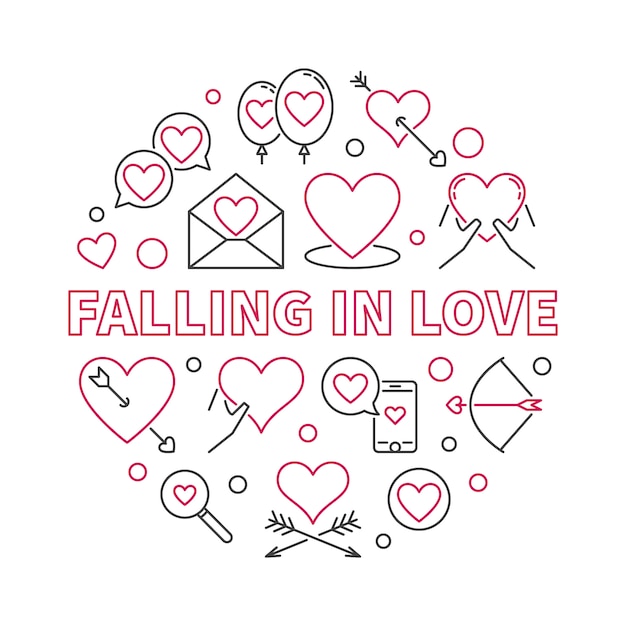 Falling in Love round outline icon illustration