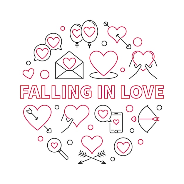 Falling in Love round outline icon illustration