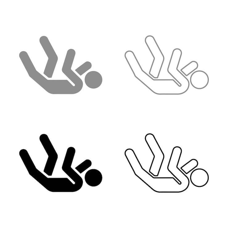 Vector falling man icon outline set black color vector art silhouette