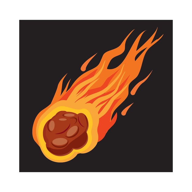 Vector falling meteorite icon in cartoon style on a white background