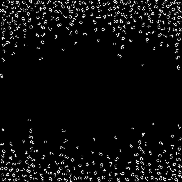 落下数ビッグデータの概念バイナリ白ランダムフライング数字黒の背景に魅力的な未来的なバナー落下数のデジタルベクトル図