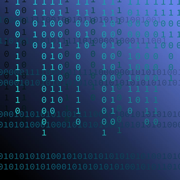 Vector 跌落數字 數碼二進制和編程代碼 算法數字和數碼化