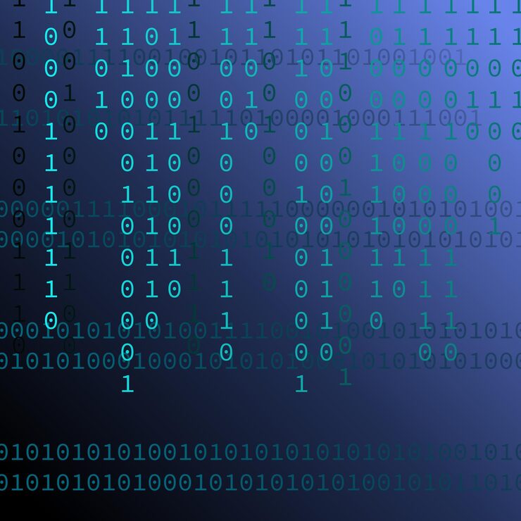 Vector falling numbers digital binary and programming code algorithm numbers and digitalization