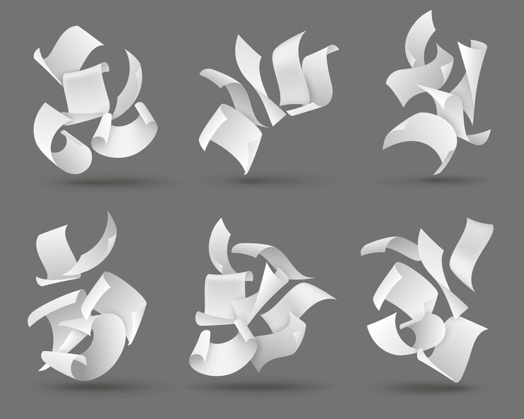 Vector falling paper sheets illustration
