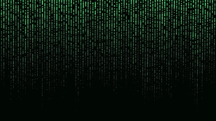 Falling points of binary code Illustration of the matrixVector digital dark background with noise effect Corrupted code matrix failure Visualization of big data