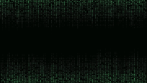 Punti di caduta del codice binario illustrazione della matrice sfondo scuro digitale vettoriale con effetto rumore guasto della matrice del codice danneggiato visualizzazione dei big data