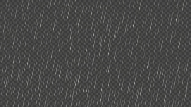 Vector falling raindrops effect overlay heavy or pouring rain texture rainy weather background and downpour isolated vector illustration