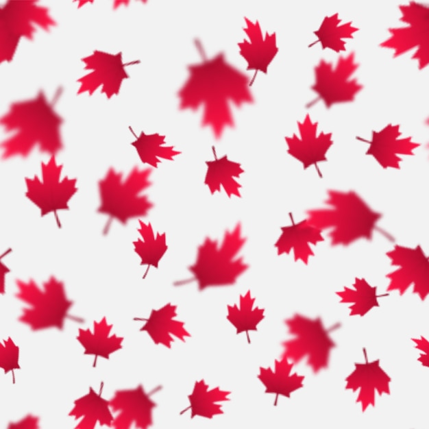 Falling red maple leaves seamless pattern. canada day, july 1st celebration concept. flying autumn foliage.