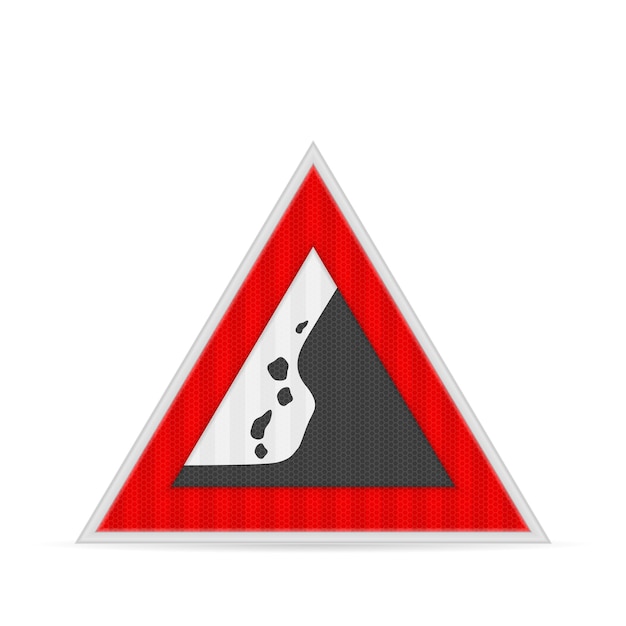 Falling rocks road sign