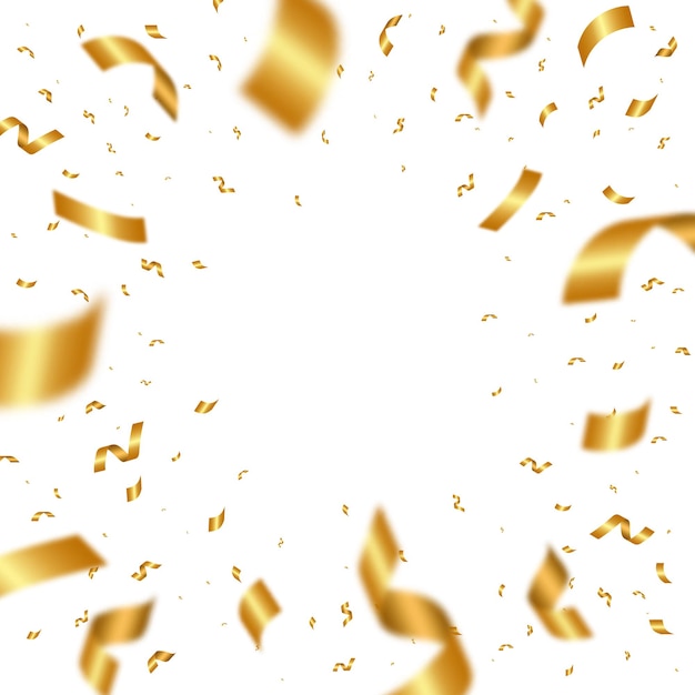 Falling shiny golden confetti