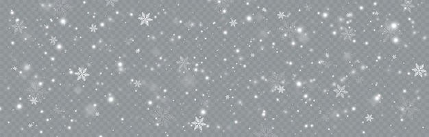 Falling snow.Christmas background.Snow blizzard.Transparent background.Light effect