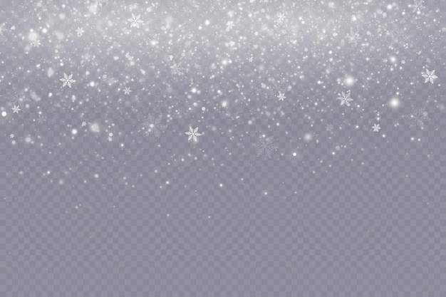 Falling snow.christmas background.snow blizzard.transparent background.light effect