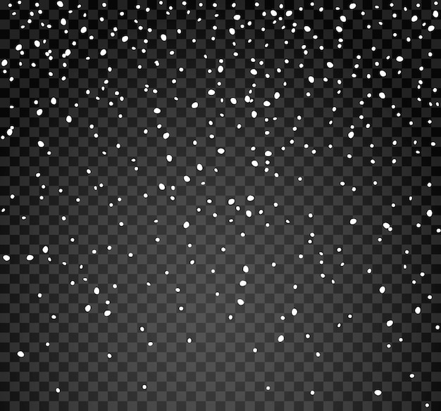 Vector falling snow on transparent background. christmas snowflake  backdrop. white snow decoration isolated.