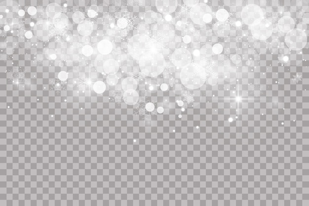 Falling snow on transparent background