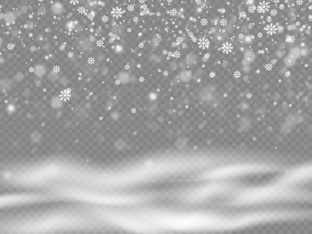 降る雪、白い冷たいフレーク要素