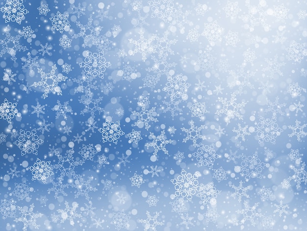 Falling snow winter festive background