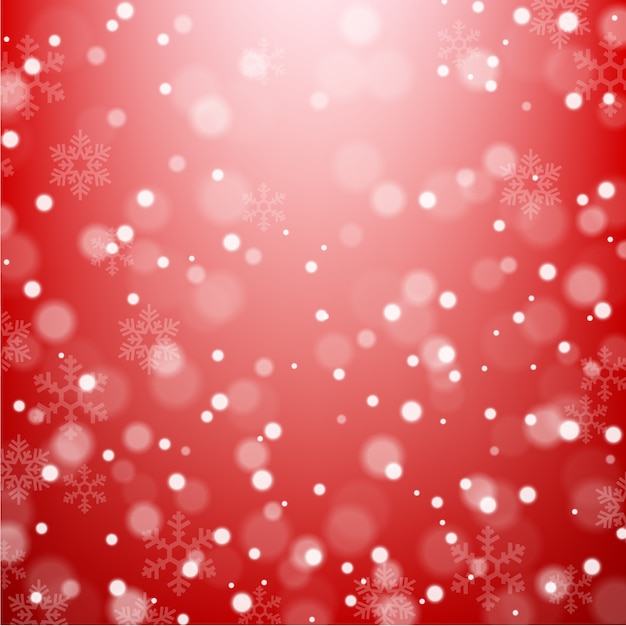 Falling snowflakes on red background