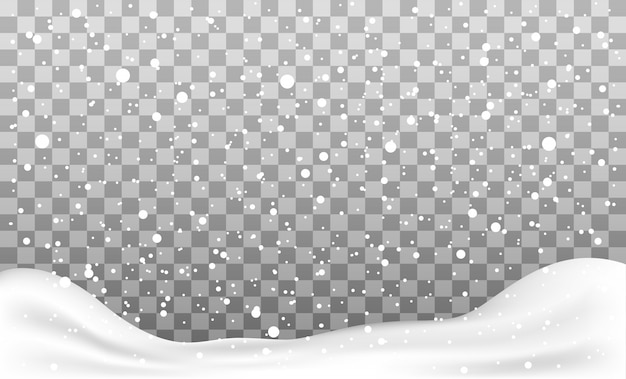 Falling snowflakes or snowflakes on transparent background