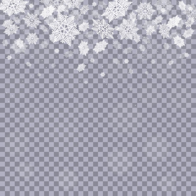 Falling snowflakes  on transpared background