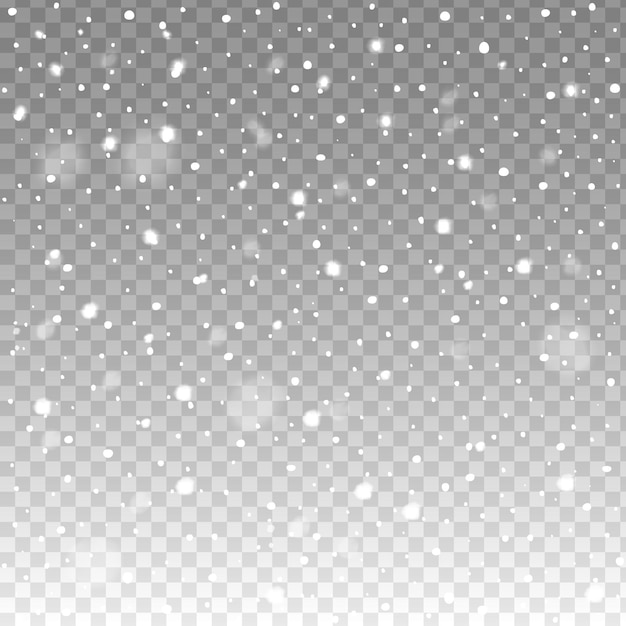 Falling snowflakes on transparent background. Vector illustration