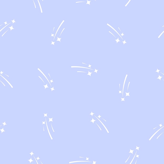 Vettore modello disegnato a mano di stelle cadenti su sfondo blu