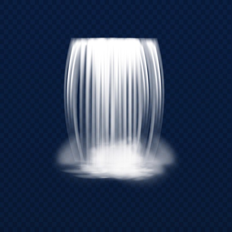 Vector falling transparent waterfall or river.vector realistic illustration.