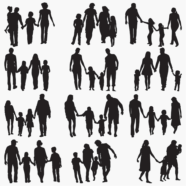 Vector familie 4 silhouetten