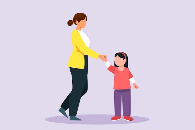 Familie en kinderen die tijd samen doorbrengen Wandelend familieconcept Kleurige platte vectorillustratie