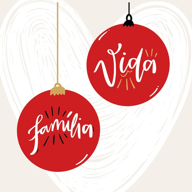 Familie en Vida. Gezin en leven in het Braziliaans Portugees. Moderne handlettering. vector.