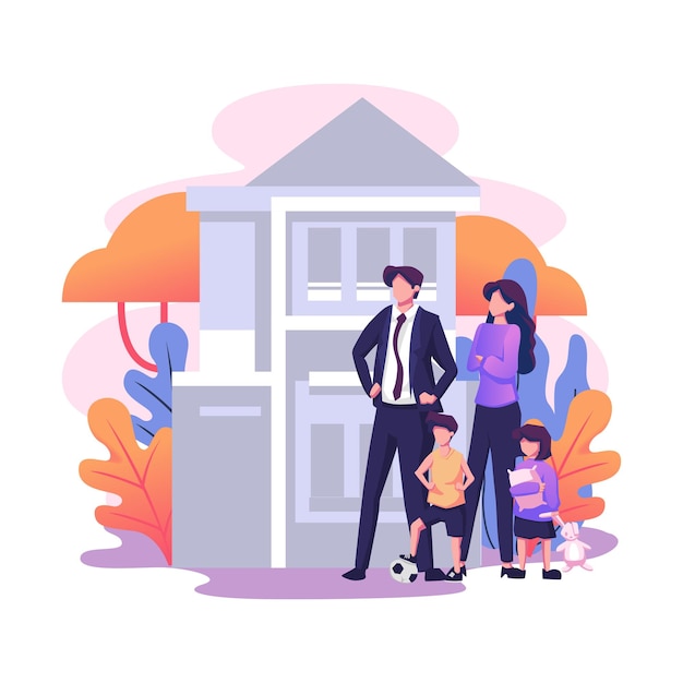 Familie huis vlakke stijl illustratie vector ontwerp