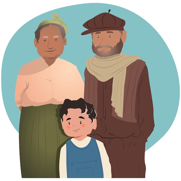 Vector familie (koppels) portret illustratie