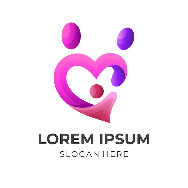 Familie liefde logo vector liefde en mensen logo combinatie met 3d kleurrijke stijl