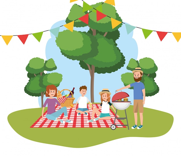 Vector familie op picknick