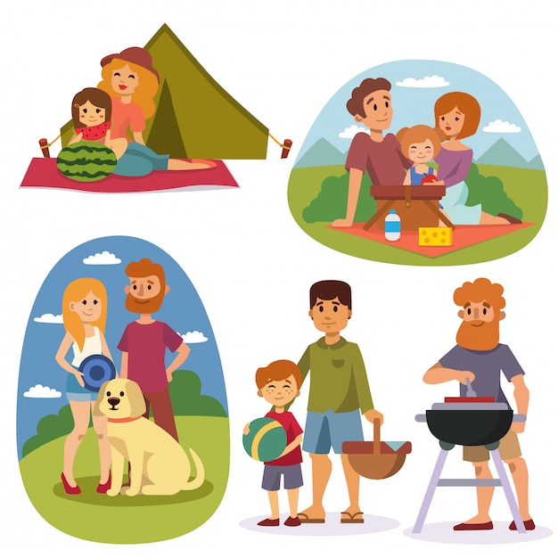 Familie picknicken zomer vector