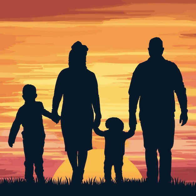 Familie Silhouet Vector