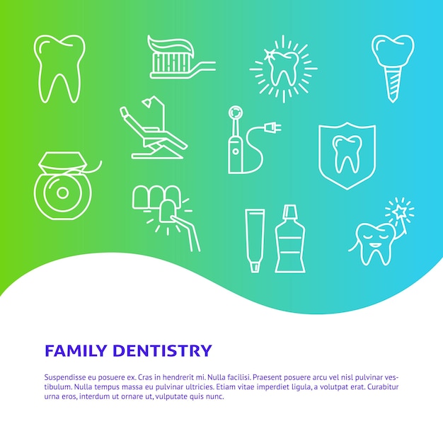 Familie tandheelkunde kliniek poster sjabloon