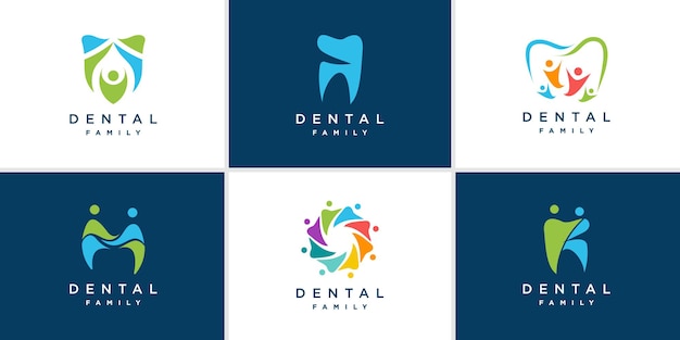 Familie tandheelkundige logo-collectie premium vector