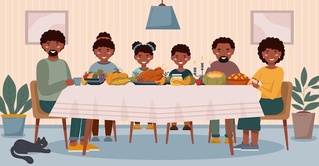Familie Thanksgiving aan tafel4