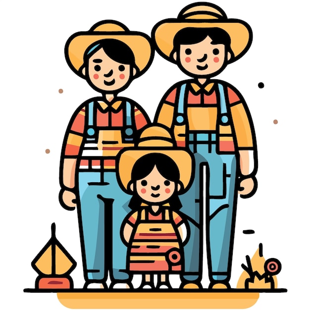 Familie verkleed als boer