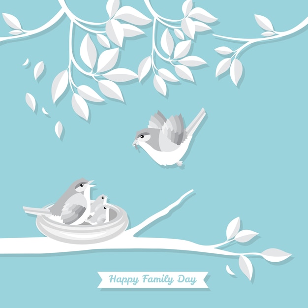 Familie vogel vector illustratie papier kunststijl