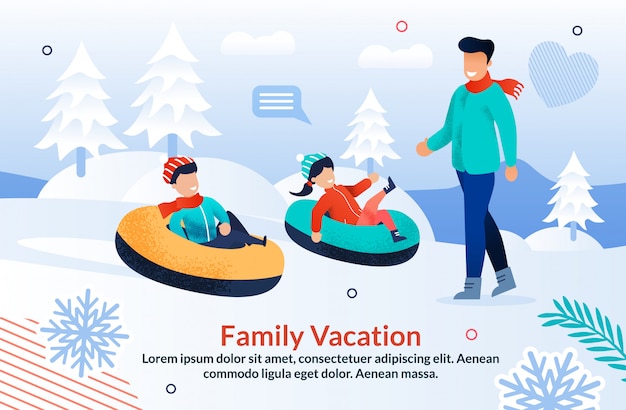 Familie Winter vakantie motivatie platte sjabloon