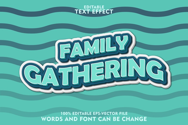 familiebijeenkomst bewerkbaar teksteffect reliëf cartoonstijl